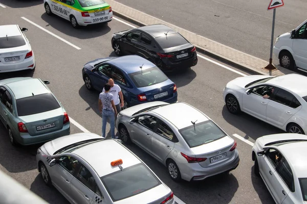 Slight Car Accident Clogged Due Accident Russia Petersburg June 2019 — Stock Photo, Image