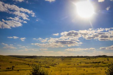 Rus açık alanlar. Alan. Yaz Rus manzaraları. Yol manzarası. Yaz peyzaj arka plan