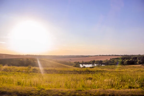 Russian open spaces. Field. Summer Russian landscapes. Road views. Summer landscape background