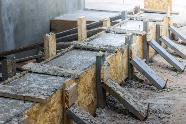 Derramando Base Concreto Casa Construção Casa Forma Trabalho — Fotografia de Stock