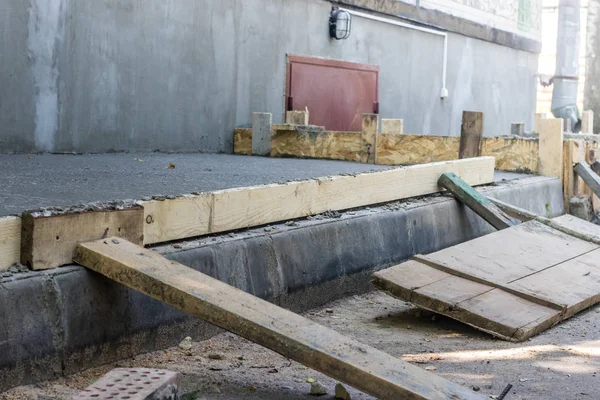 Evin Beton Tabanının Döküm Form Inşaatı — Stok fotoğraf