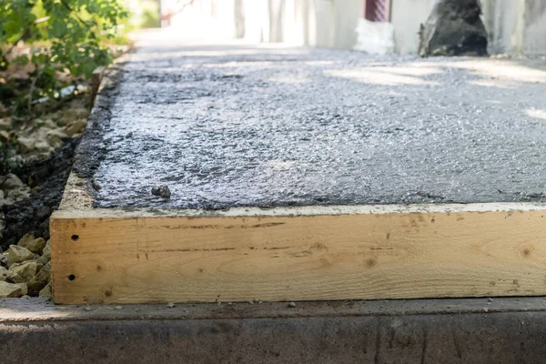 Pouring concrete base of house, form-work home construction — Stock Image Pouring Concrete Base House Form Work Home Construction Stock Photo