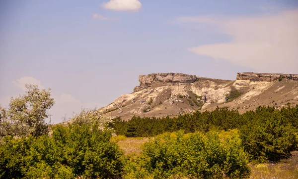 Vista Roca Blanca Durante Día Las Montañas Crimea — Foto de Stock