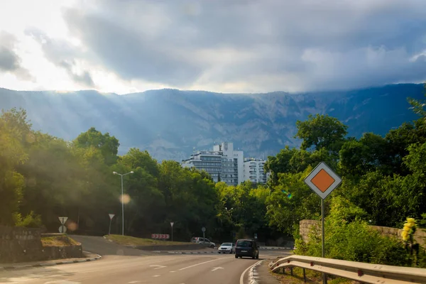 Blick Auf Die Straße Den Bergen Bei Tag Krim Anreise — Stockfoto