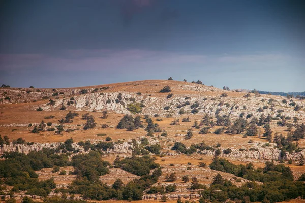 Petri Berg Nebel Hochberg Krimberge Niedrige Wolken Schöne Berglandschaft Der — Stockfoto