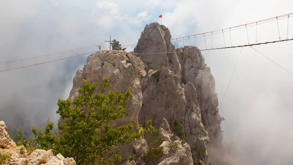 Prachtig Berglandschap Met Mount Petri Mist Krim — Stockfoto