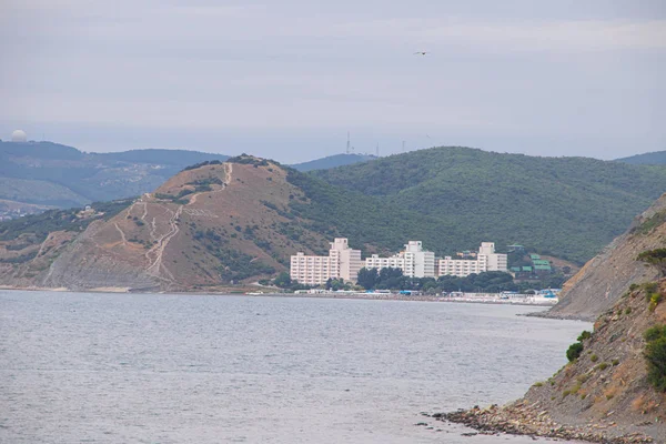 Calma Mar Fundo Céu Nublado Distrito Anapa Sukko Rússia — Fotografia de Stock