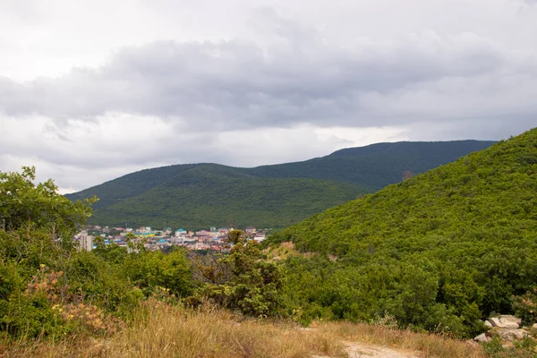 Feld Mit Niedrigen Bergen Und Bäumen Anapsky Bezirk Russland — Stockfoto