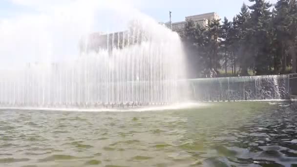 Espectáculo Acuático Con Fuentes Parque Durante Día — Vídeos de Stock