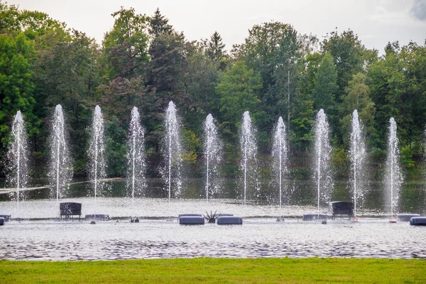 Show Água Com Fontes Parque Durante Dia — Fotografia de Stock
