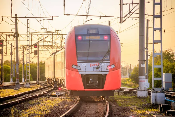 Rusia Lyuban Agosto 2019 Ferrocarril Verano Rusia Camino Hierro Fondo — Foto de Stock