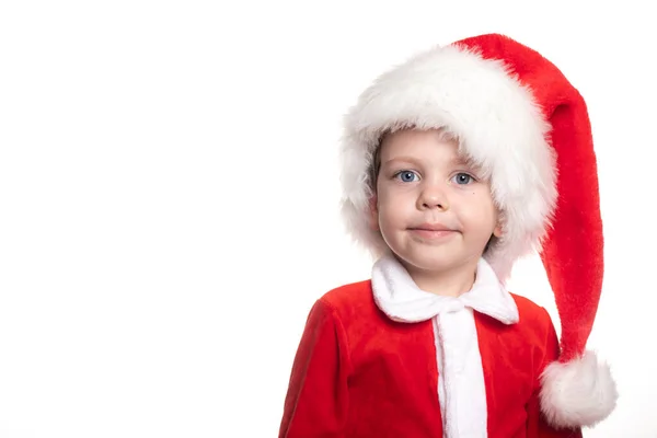 Boy Santa Suit White Background Looks Frame Cute Little Santa Royalty Free Stock Images