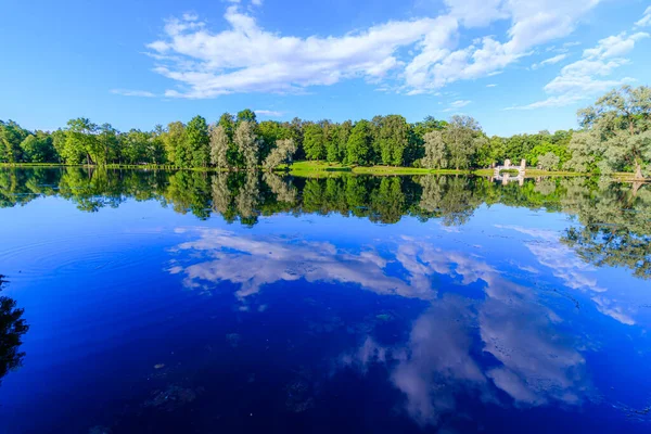 Summer Evening Park Lake Summer Landscape Nature Russia Well Maintained — Stock Photo, Image
