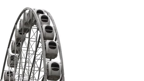 Riesenrad vor weißem Himmel. Attraktion für Familien. Stadtansicht. Eine bewegende Attraktion. Freizeit und Unterhaltung. Anreise. — Stockvideo