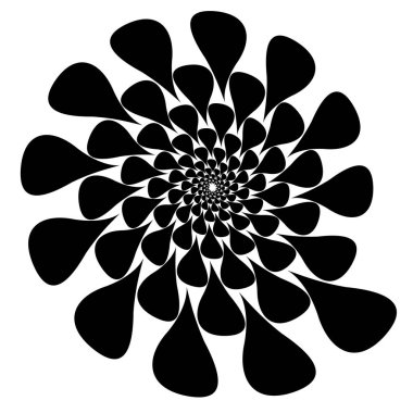 Dönen sarmal simetrik desen. Soyut siyah siluet.