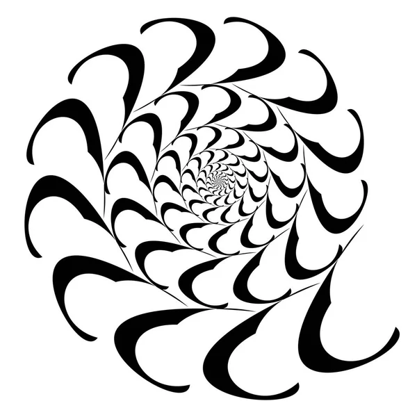 Вращающийся Спирально Симметричный Рисунок Абстрактный Чёрный Силуэт — стоковый вектор