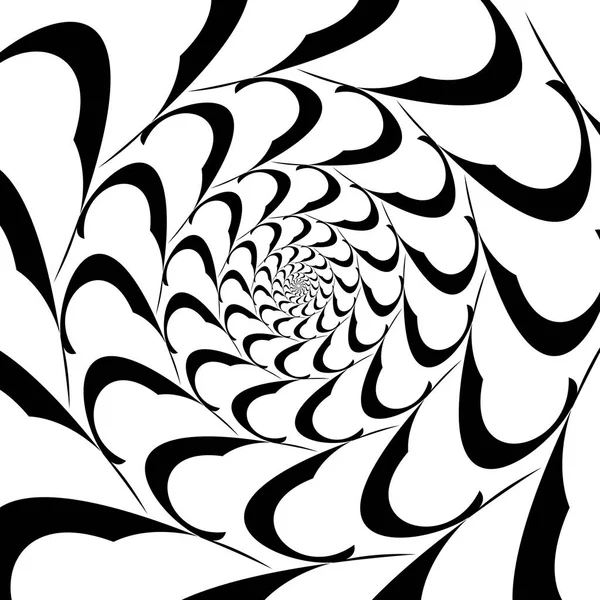 Roterande Spiral Symmetriskt Mönster Abstrakt Svart Siluett — Stock vektor