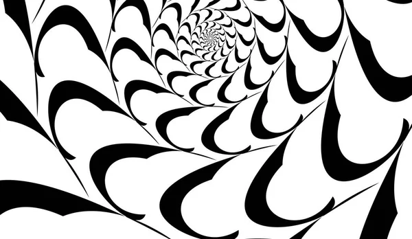 Rotierendes Spiralsymmetrisches Muster Abstrakte Schwarze Silhouette — Stockvektor