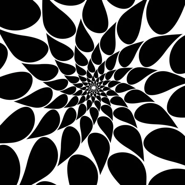 Patrón Simétrico Espiral Giratorio Silueta Negra Abstracta — Archivo Imágenes Vectoriales