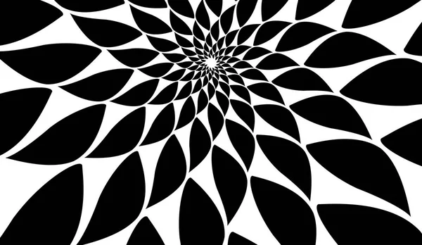 Modèle Symétrique Spirale Rotative Silhouette Noire Abstraite — Image vectorielle
