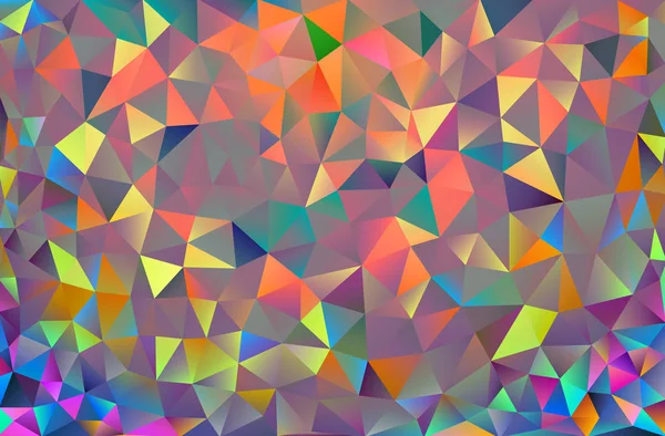 Poliéster bajo triangular, arco iris, multicolor, resplandor, día de fiesta, celebración de fondo patrón de mosaico, gráfico de ilustración poligonal vectorial, creativo, estilo origami con gradiente — Vector de stock