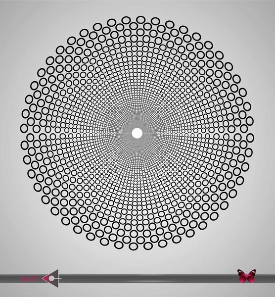 Vector Zwart-wit spiraal cirkels werveling Abstract Ronde optische illusie. Abstract Geometrische achtergrond ontwerp — Stockvector