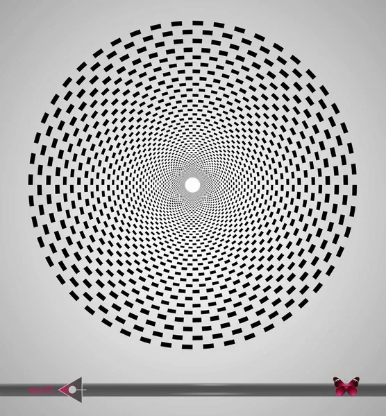 Vector Black dan White Spiral Square, persegi panjang berputar mengelilingi Optical Illusion. Desain Latar Belakang Geometrik Abstrak . - Stok Vektor