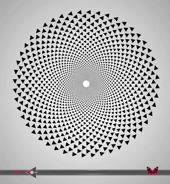 Vetor preto e branco espiral triângulo redemoinho Resumo Ilusão óptica redonda. Projeto de fundo geométrico abstrato . —  Vetores de Stock