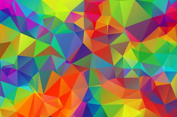 Mehrfarbige Regenbogen abstrakten Hintergrund von Dreiecken, alle Farben des Regenbogens — Stockvektor