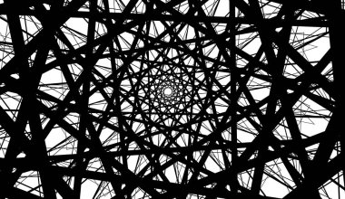 Çizgiler arka planda bir spiral içinde bükülmüş. Beyaz arka planda siyah çizgiler.