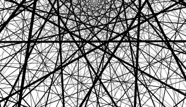 Çizgiler arka planda bir spiral içinde bükülmüş. Beyaz arka planda siyah çizgiler.