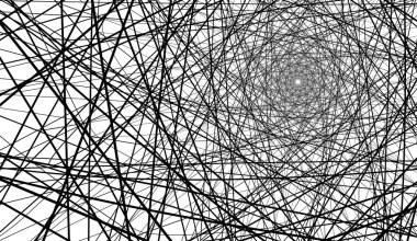 Çizgiler arka planda bir spiral içinde bükülmüş. Beyaz arka planda siyah çizgiler.