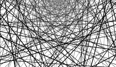 Çizgiler arka planda bir spiral içinde bükülmüş. Beyaz arka planda siyah çizgiler.