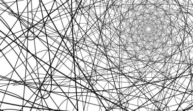 Çizgiler arka planda bir spiral içinde bükülmüş. Beyaz arka planda siyah çizgiler.