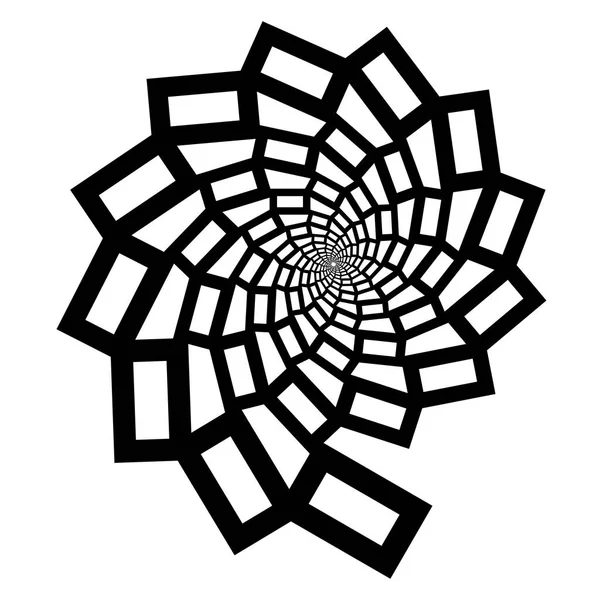 Una espiral de líneas negras en forma de red araña y una flor en un fondo blanco. Elemento de diseño — Vector de stock