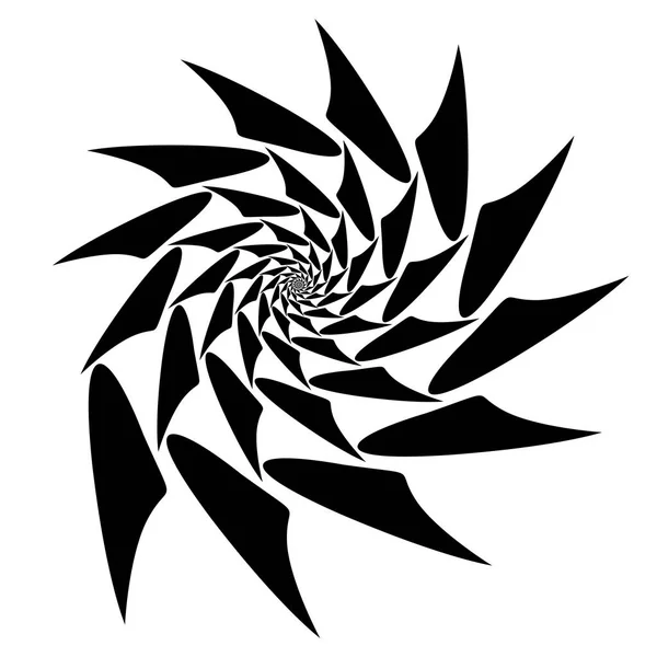 Abstract spiral figure rotation. Negro trasero sobre blanco — Vector de stock
