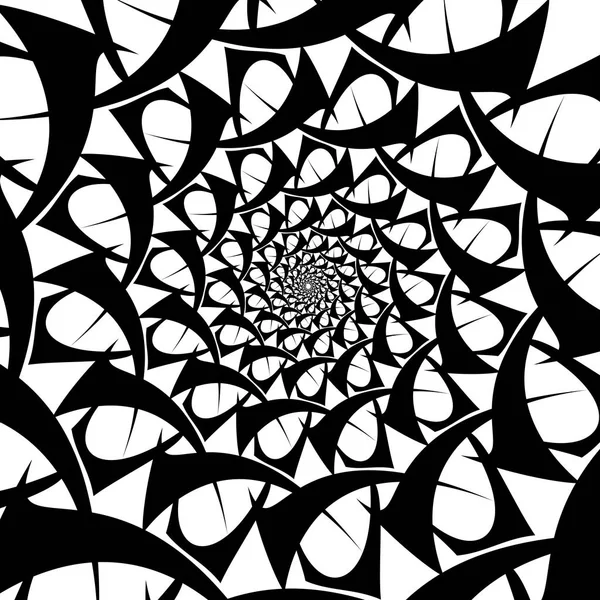 Abstrakt spiral figur rotation. Square bakgrund svart på vitt — Stock vektor