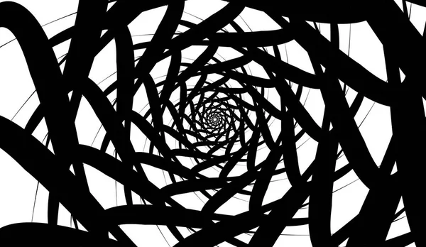 Rotativa espiral padrão simétrico. Silhueta preta abstrata — Vetor de Stock