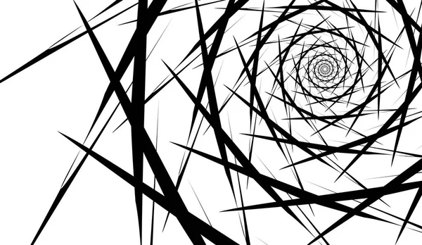 Obracający się spiralny symetryczny wzór. Abstrakcyjna czarna sylwetka — Wektor stockowy