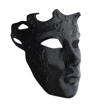 Beyaz üzerine siyah renklerde kız için güzel karnaval maskesi