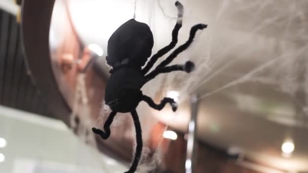 Künstliche Spinne im Netz — Stockvideo