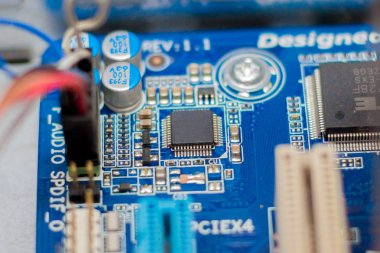 Elektronik pano, bilgisayar yönetim kurulu yakın çekim çip.