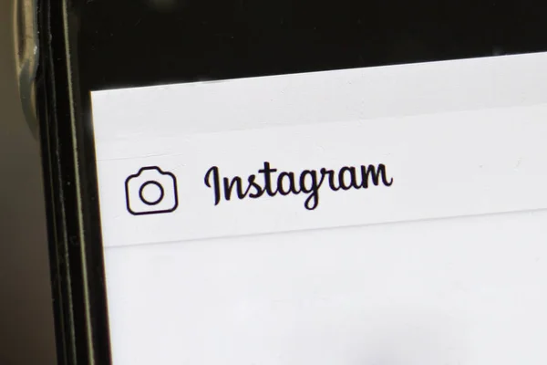 Επιγραφή Instagram στο τηλέφωνο close-up Εικόνα Αρχείου