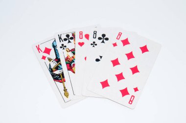 İskambil kombinasyonu, kazanan beyaz zemin üzerine metin için yer kopyalayın.