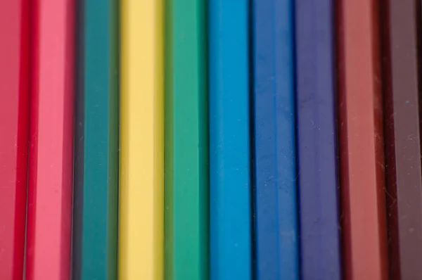 Nombreux crayons de couleur, macro, vue du haut, avec espace pour le texte . — Photo