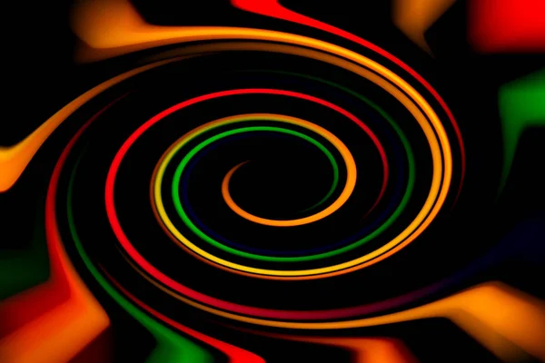 Wazig abstracte achtergrond. Foto van de rode, blauwe, groene en gele cirkels en golvende lijnen van verschillende grootte. — Stockfoto
