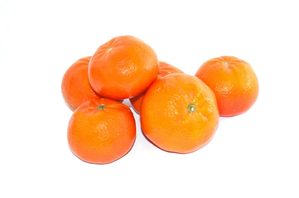 Several tangerines on white background close-up — Stock Photo, Image