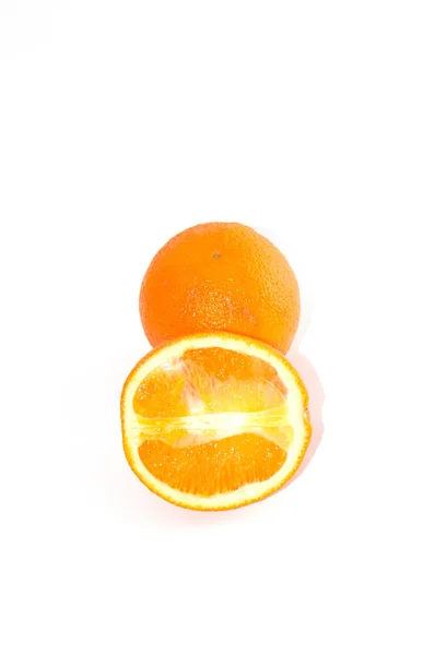 Orange on white background with copy space. Juicy exotic fruit, isolate — Stock Photo, Image