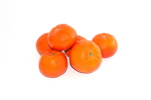 Several tangerines on white background close-up — Stock Photo, Image