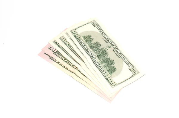 A lot of money dollars on white background, copy space — Stock Photo, Image